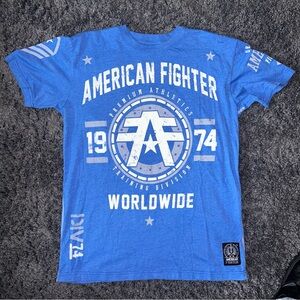 American Fighter Blue and White Graphic Tee